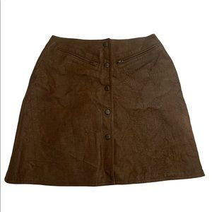 Vintage Styleworks Brown 100% Leather Mini Skirt Size 6